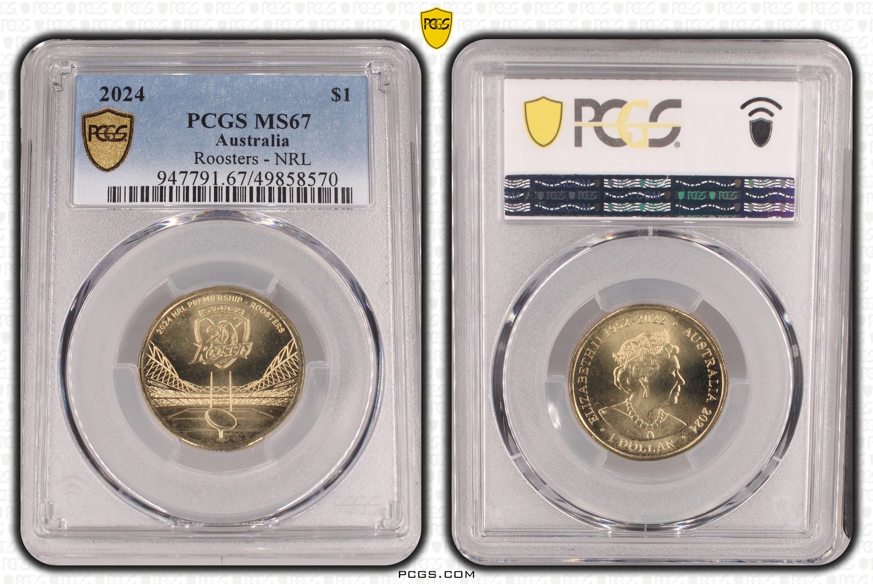348 · Roosters - NRL , One Dollar, 2024, PCGS MS67