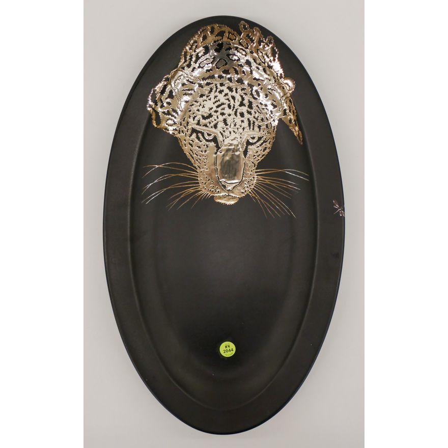 Emilia Castillo Inlaid Silver Leopard Platter 19''