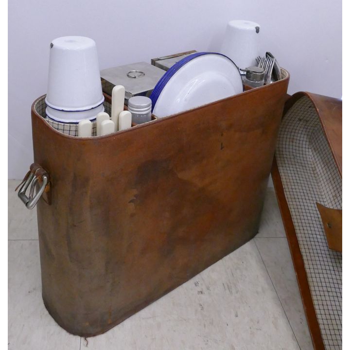 Antique Picnic Set in Leather Case- 16x18''