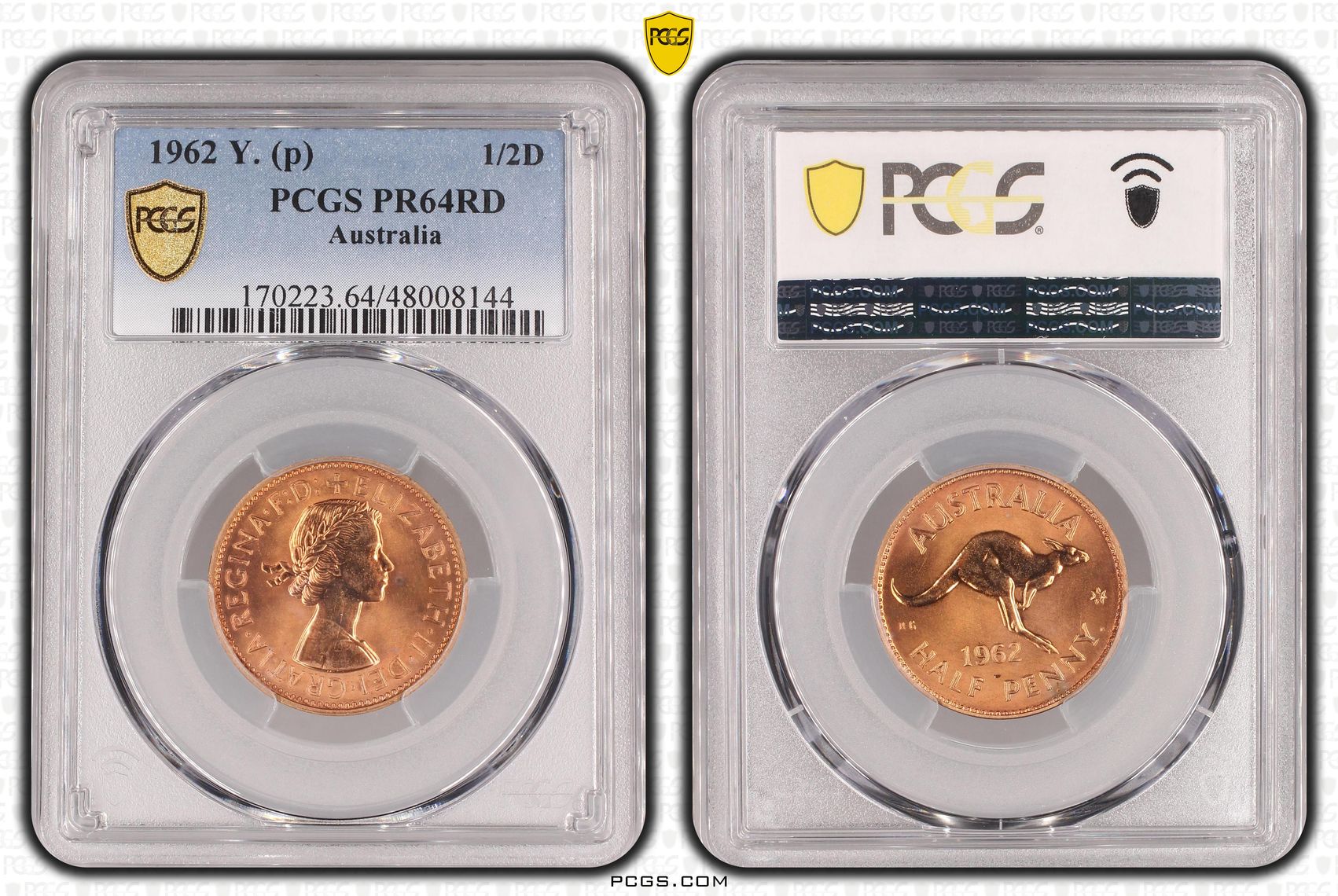 191 · Elizabeth II, Half penny, 1962 Y. (p), PCGS PR64RD