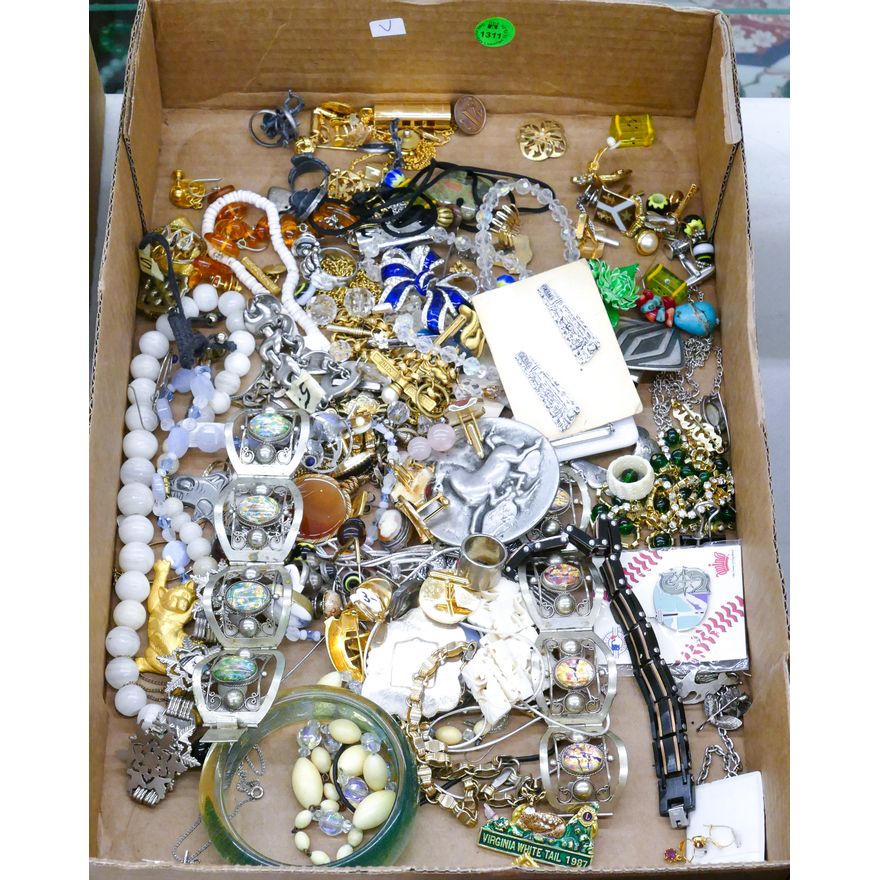Box Assorted Pins & Costume Jewlery etc.