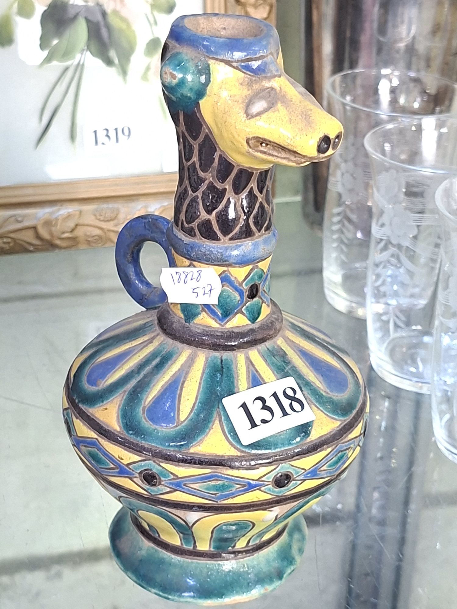 1318 · MAJOLICA DUCK MILK JUG