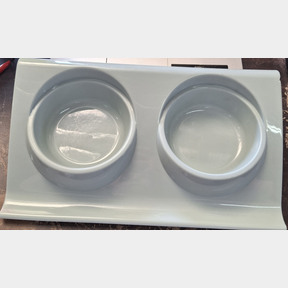 Double Pet Feeding Bowl Green | USED / SLIGHTLY BROKEN