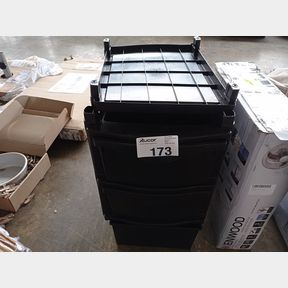 CONTOUR HOUSEWARES - 3 DRAWER UNIT - FULL BLACK - 4 POLES MISSING