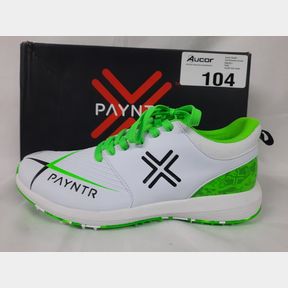 PAYNTR - V PIMPLE SPIKELESS CRICKET SHOES - WHITE / GREEN - UNISEX UK 11