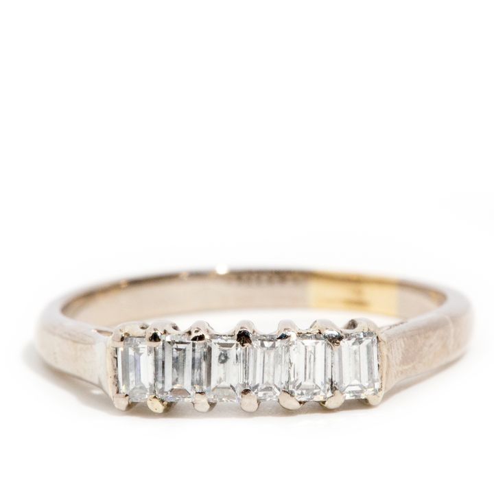 Vintage Baguette Diamond White Gold Ring