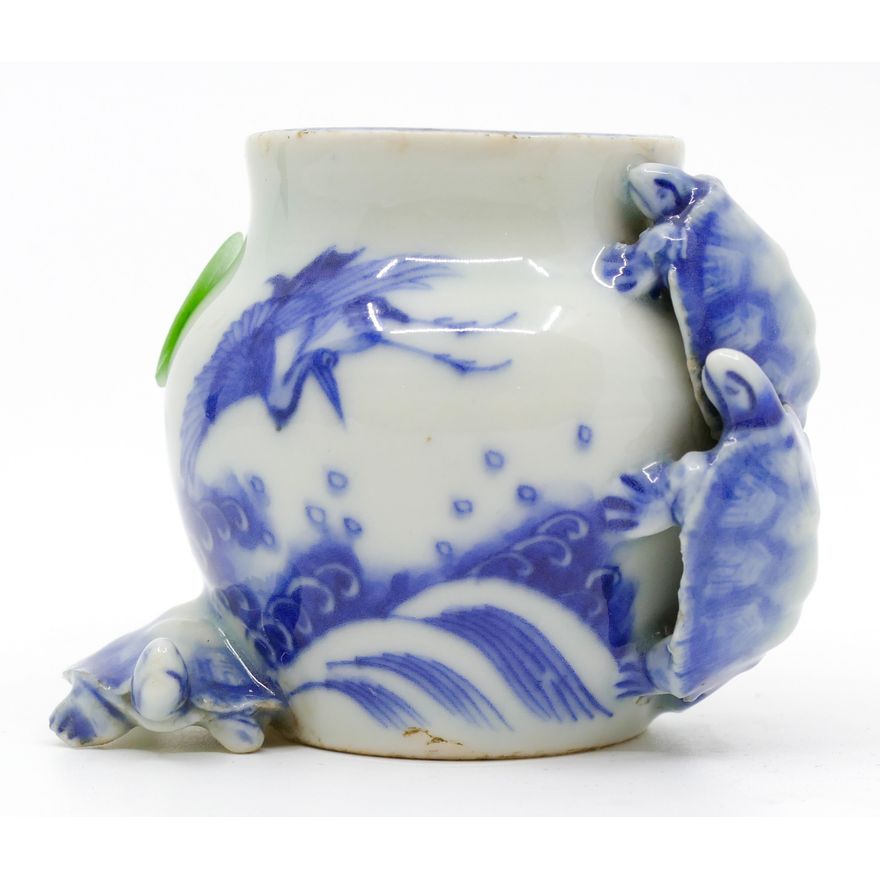Meiji Japanese Arita Figural Turtle Ink Pot 2.5''x3''
