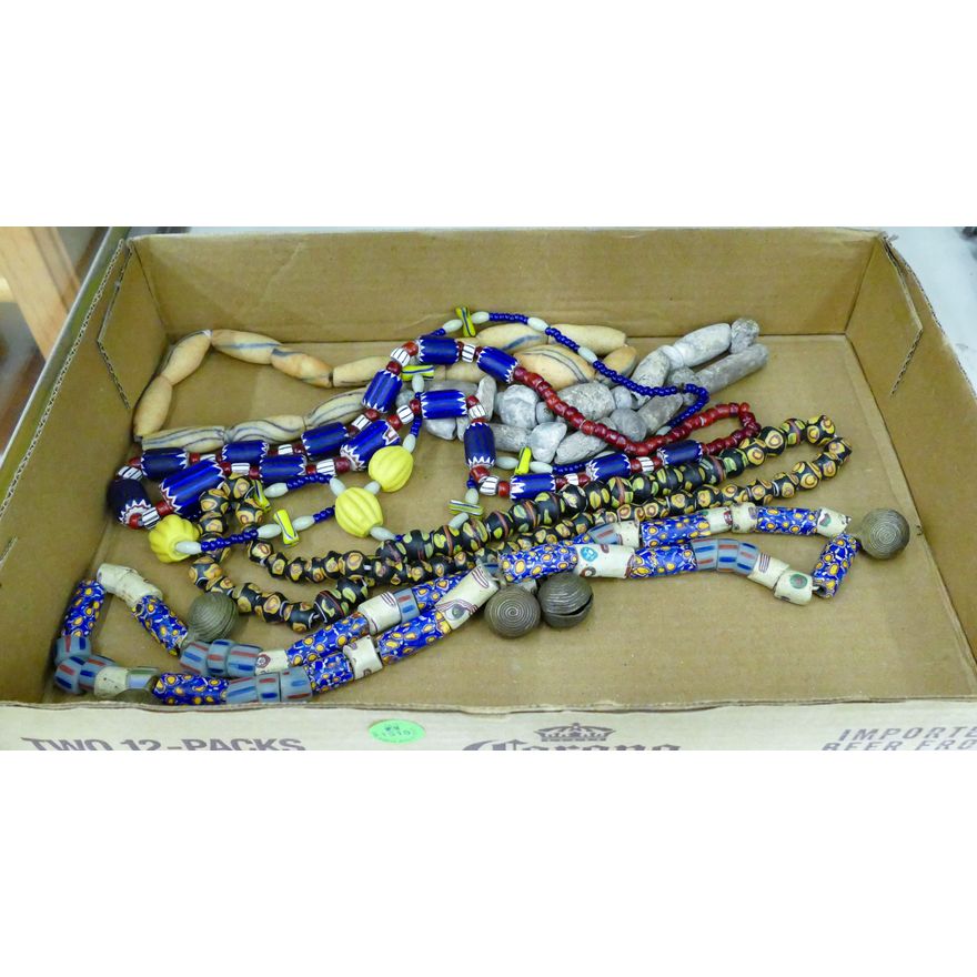 Box 6pc Native Glass & Stone Trade Bead Necklaces