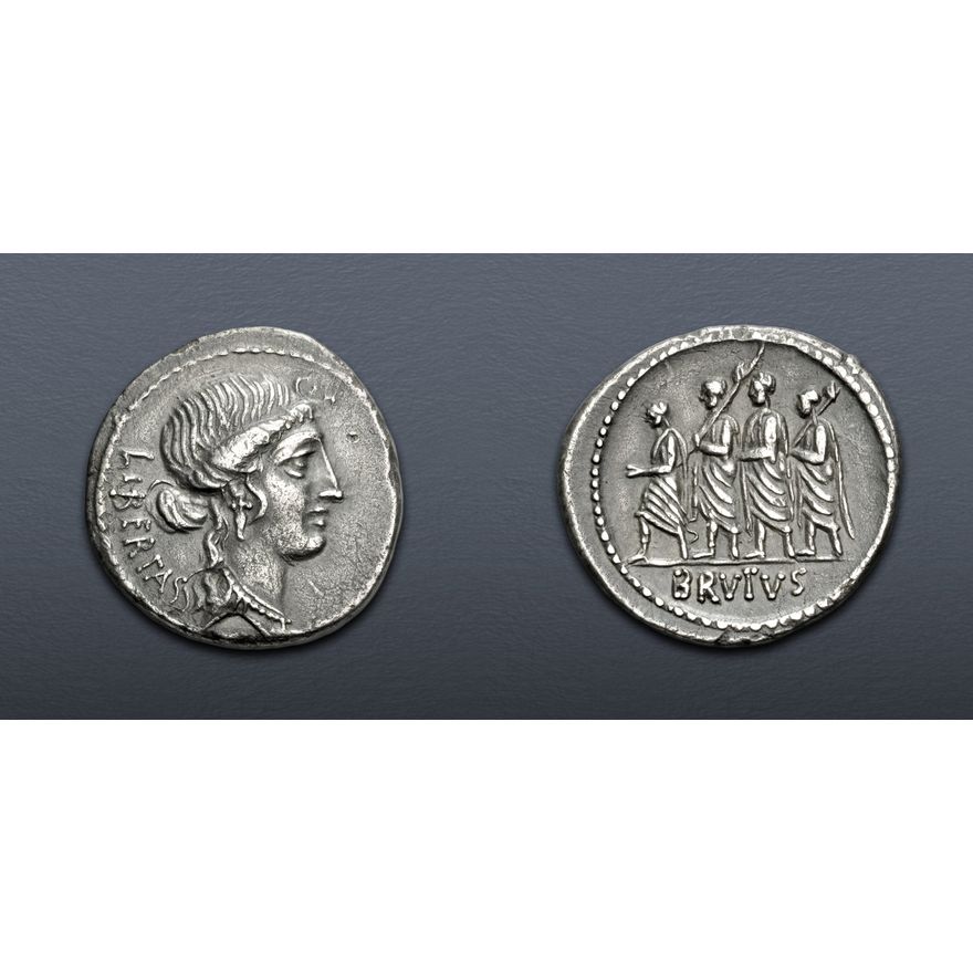 Servilius Inscriptions Q. Servilius Caepio (M. Junius) Brutus. 54 BC. AR Denarius (19mm, 3.81 ...