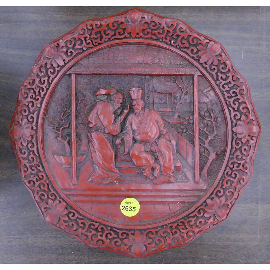 Chinese Cinnabar Style Plate- 9.5''