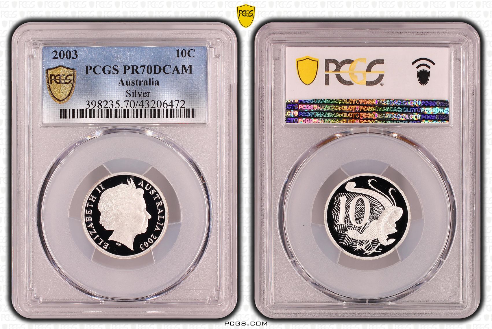 2003 Australia Ten Cent, 10c Silver Silver PCGS - PR70DCAM POP 15/0 -472