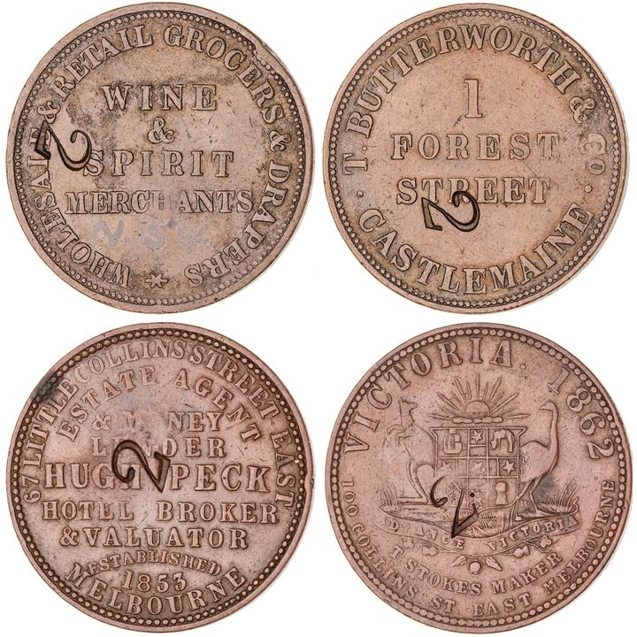 Countermarked Penny, 1853 - 1862, VF