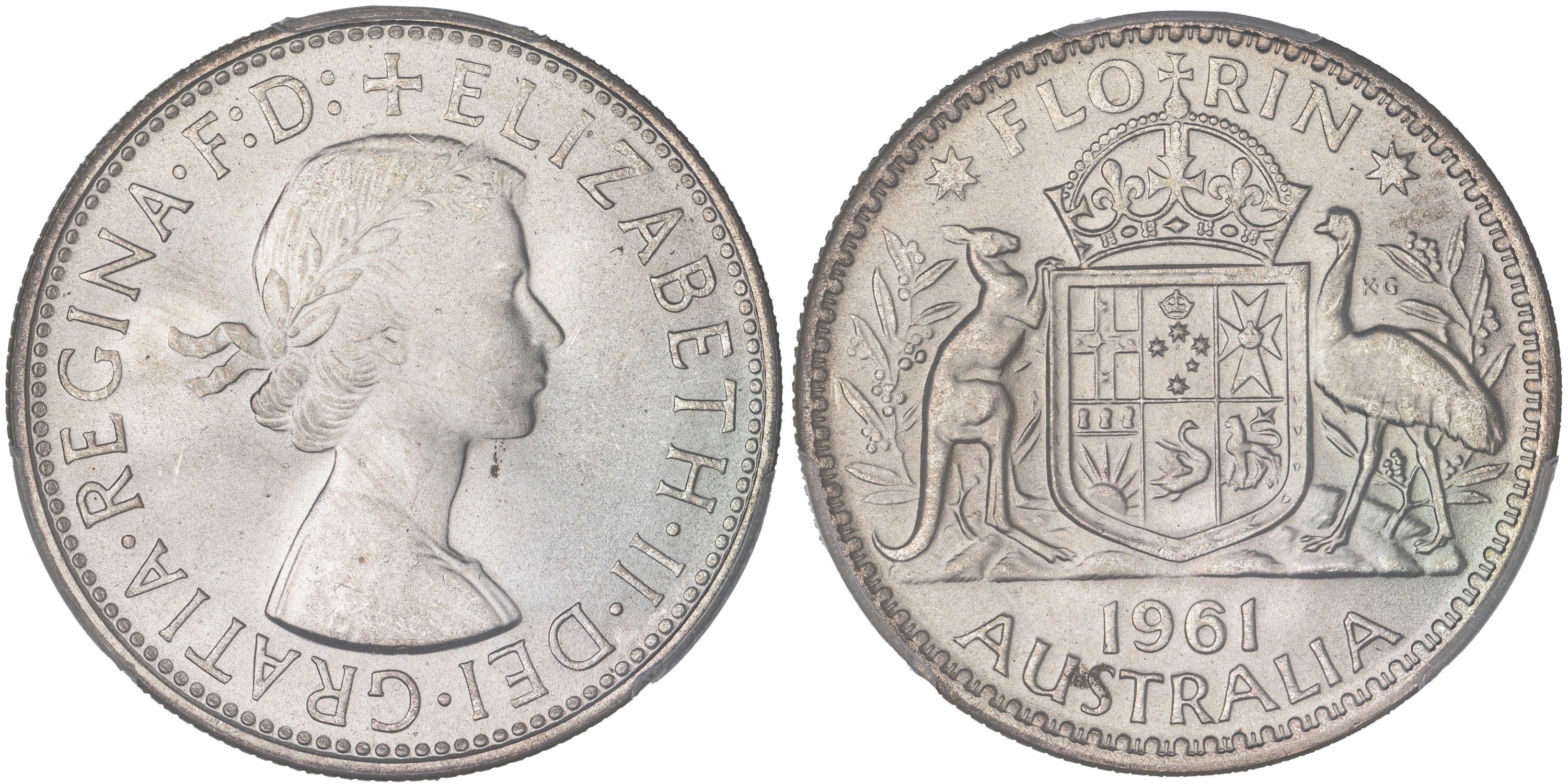 Elizabeth II, Florin, 1961, PCGS MS66