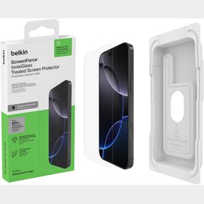 BELKIN SCREENFORCE INVISIGLASS TREATED SCREEN PROTECTOR FOR IPHONE 16 PRO MAX, SCRATCH-RESISTANT IMPACT PROTECTION W/INCLUDED EASY