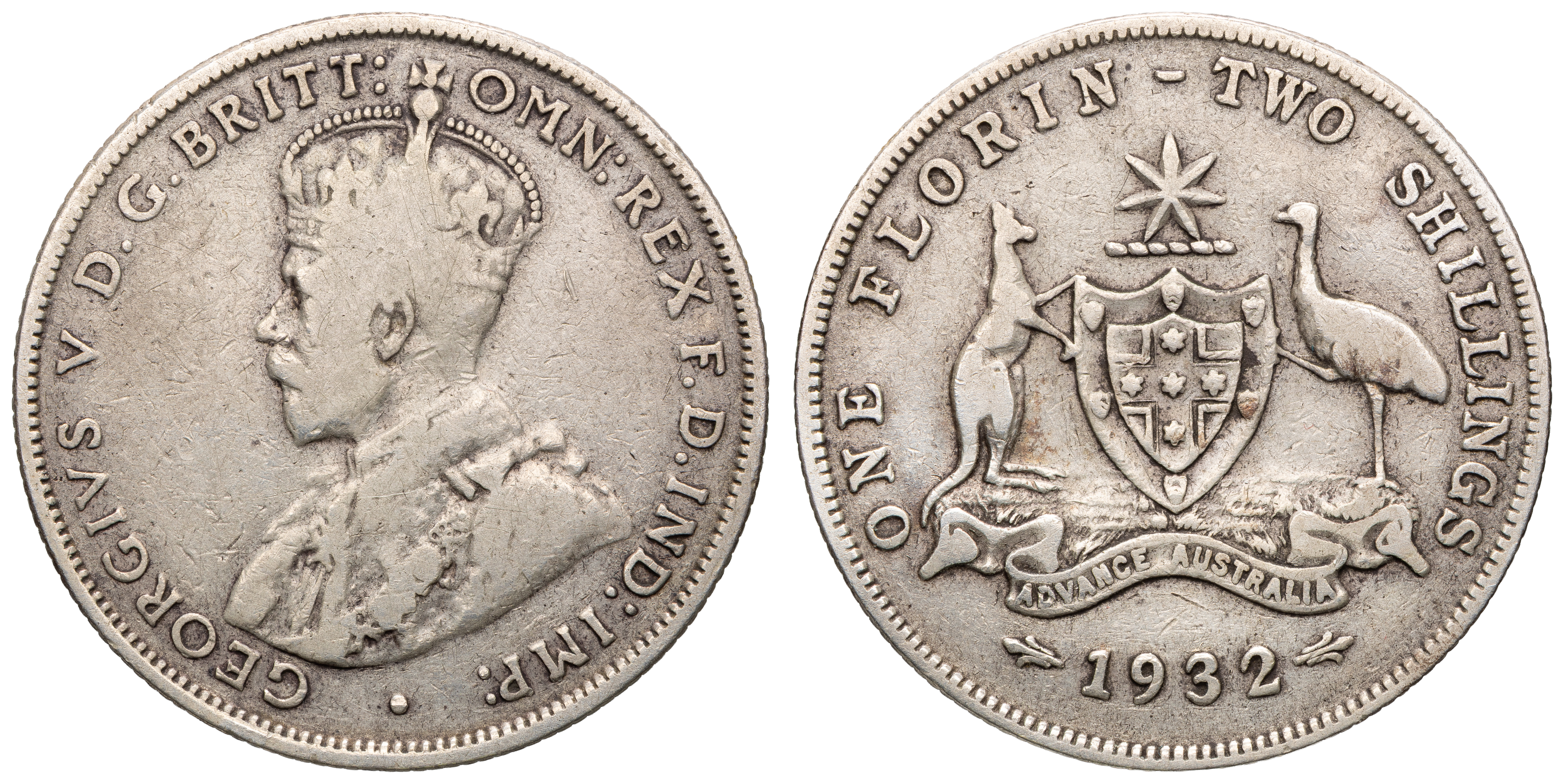 George V, Florin, 1932, VG