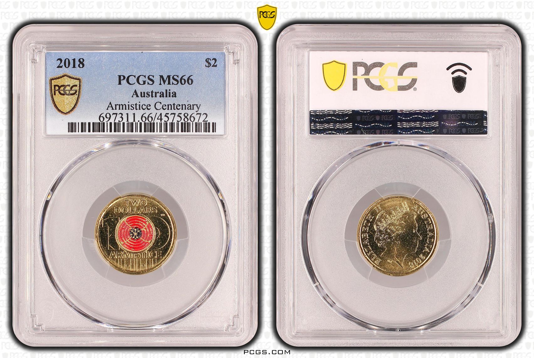 Armistice Centenary, Two Dollar, 2018, PCGS MS66