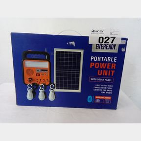 EVEREADY PORTABLE POWER UNIT WITH SOLAR PANEL AND LED LIGHTS -