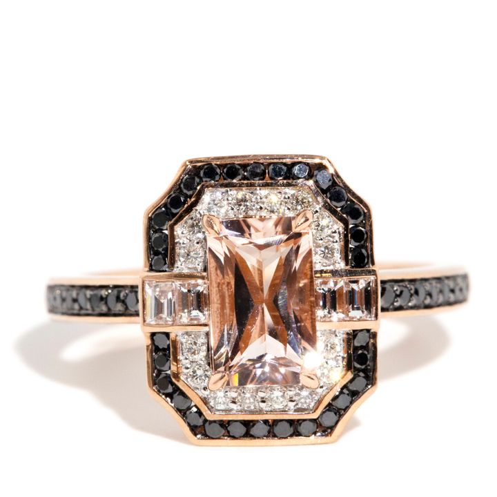 Morganite & Diamond 9ct Rose Gold Ring,