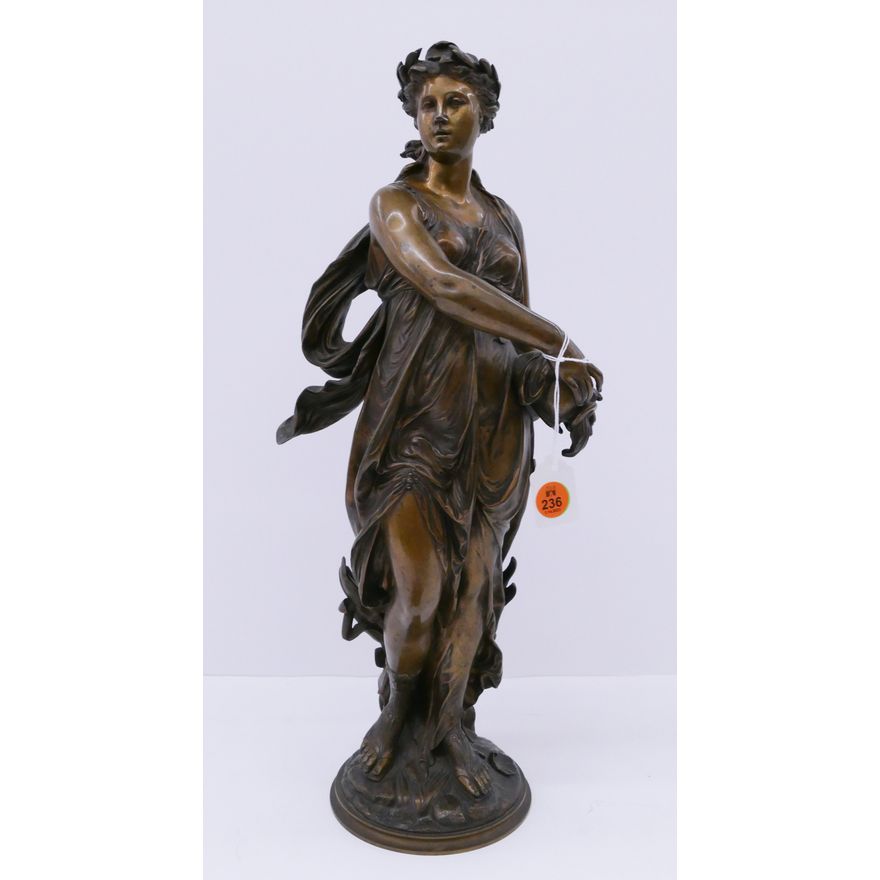 Antique French Allegorical Woman Bronze- 18x8''