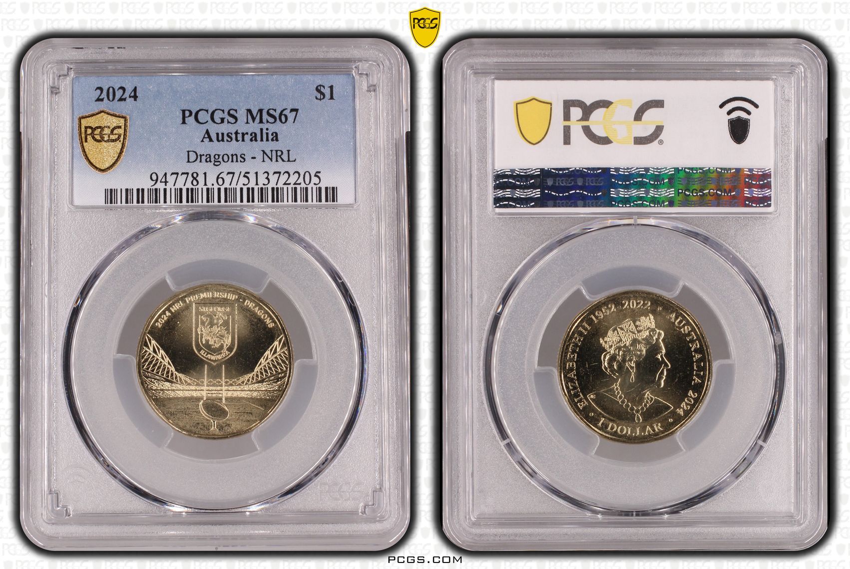 Dragons - NRL, One Dollar, 2024, PCGS MS67