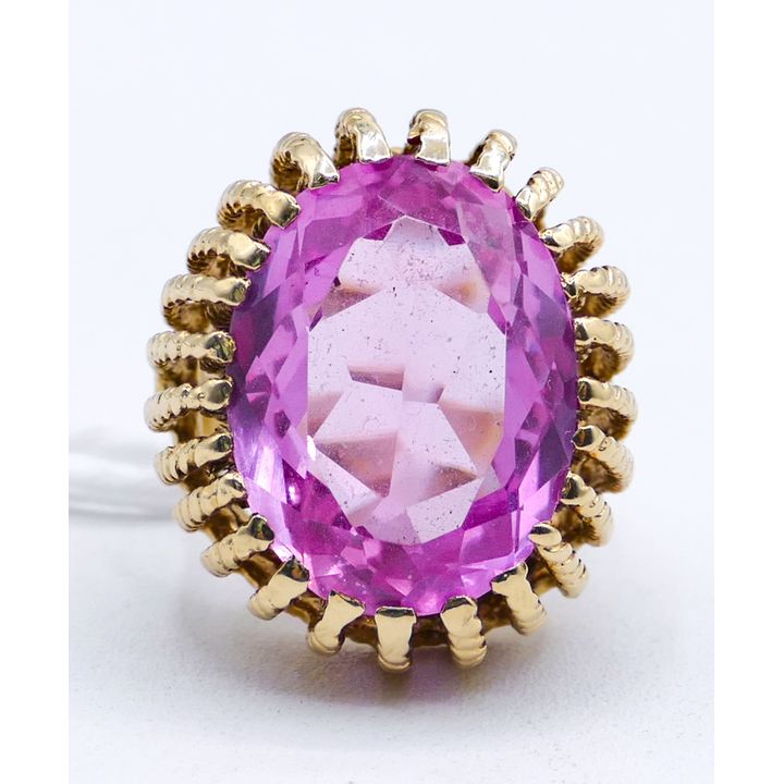 Ladies 14k Large Pink Topaz Ring Size 6.5 - 16.8 Grams
