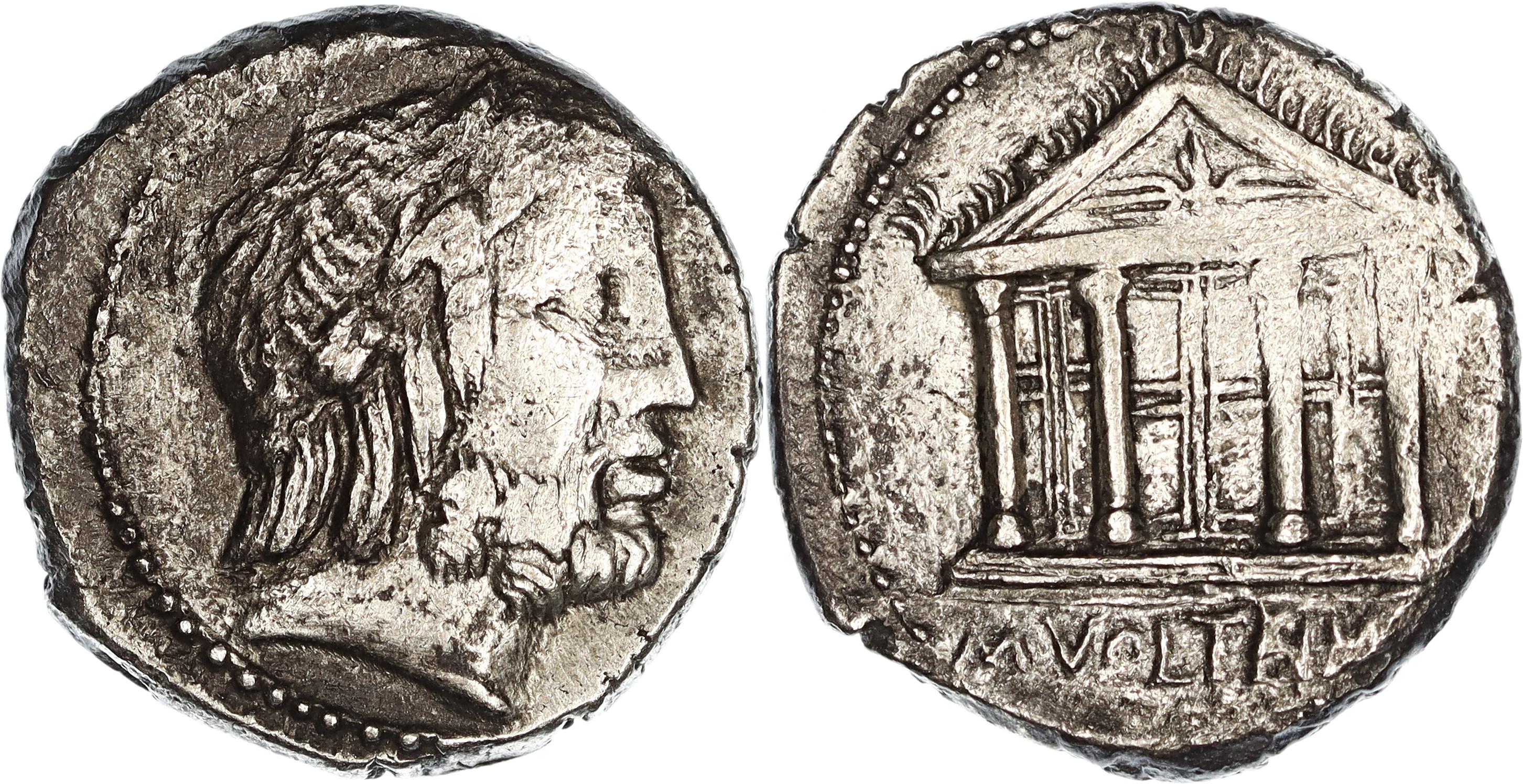Roman Republic, M. Volteius M.f., Silver Denarius, 78 BC, nVF