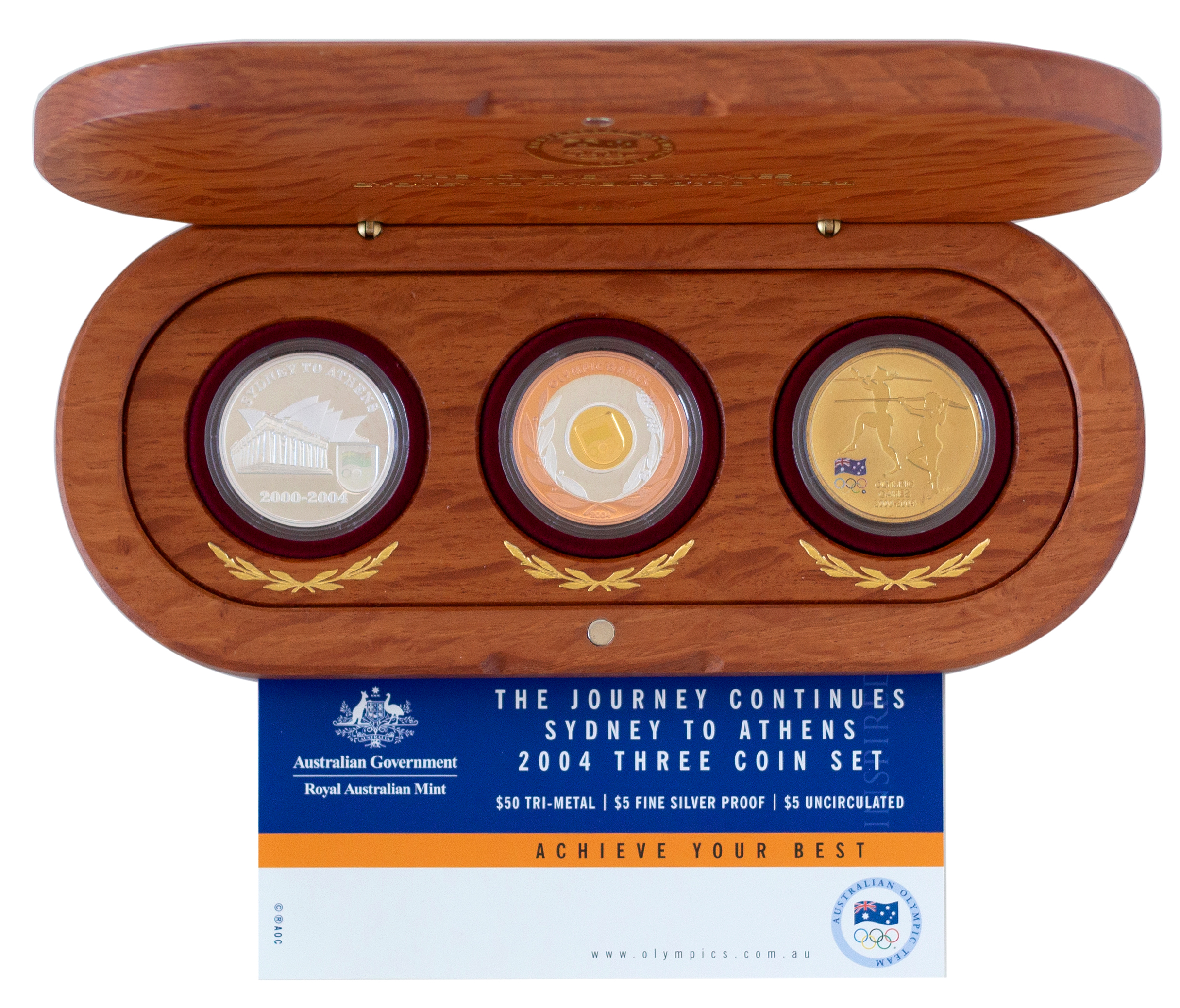 Set, Elizabeth II, RAM - Sydney to Athens Tri-Metal Set, 2004, FDC