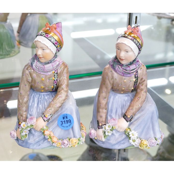 Pair Royal Copenhange 12413 Carl Hansen Fanoe Girl Figurines 6''
