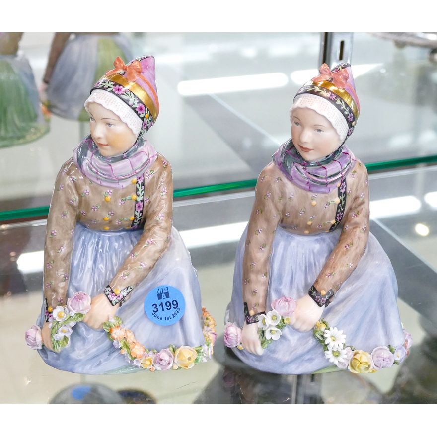Pair Royal Copenhange 12413 Carl Hansen Fanoe Girl Figurines 6''