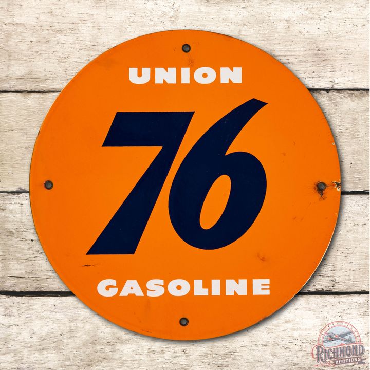 12" Union 76 Gasoline Porcelain Pump Plate Sign