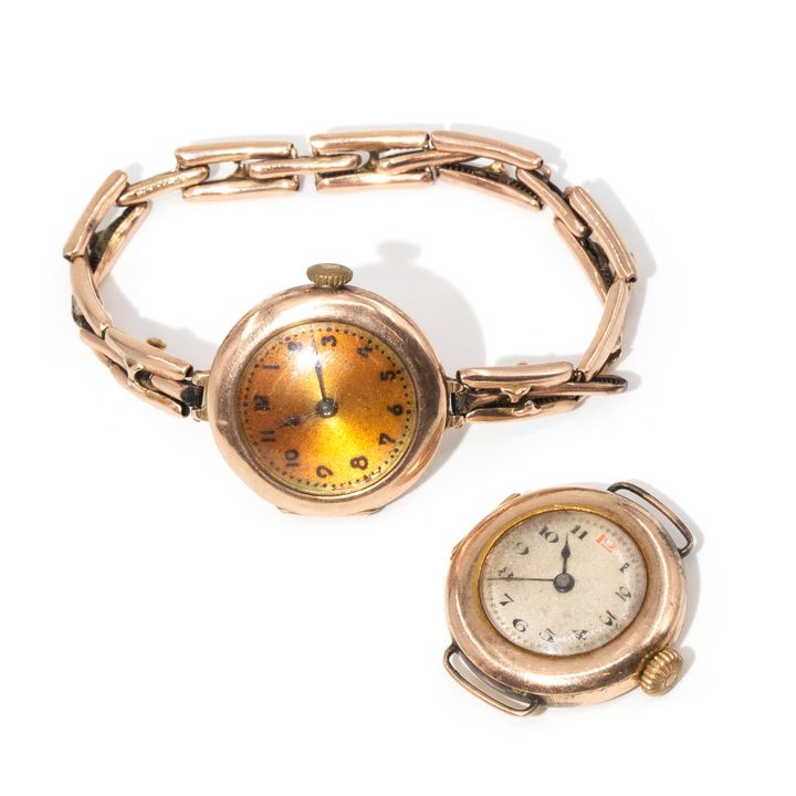 Trench Watch & Ladies Watch 9ct Gold, Circa 1910s