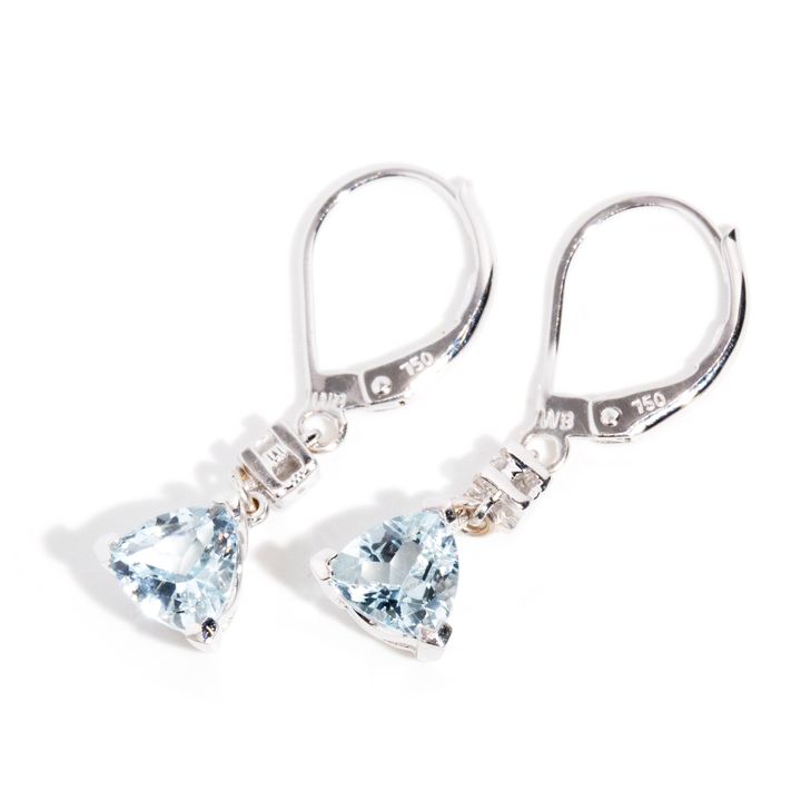 Aquamarine & Diamond 18 Carat Gold Earrings