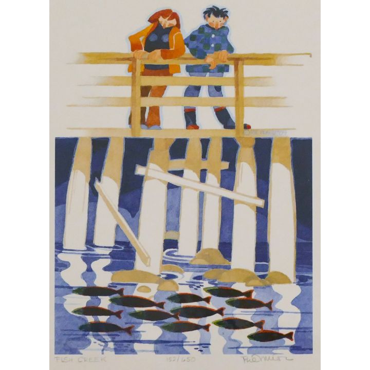 Rie Munoz ''Fish Creek'' 2004 Signed Print 12'' x 9.75'' Sheet.