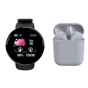 Smart Watch D18 and i12 TWS Wireless Bluetooth Ear Pods with Charging Box Black |