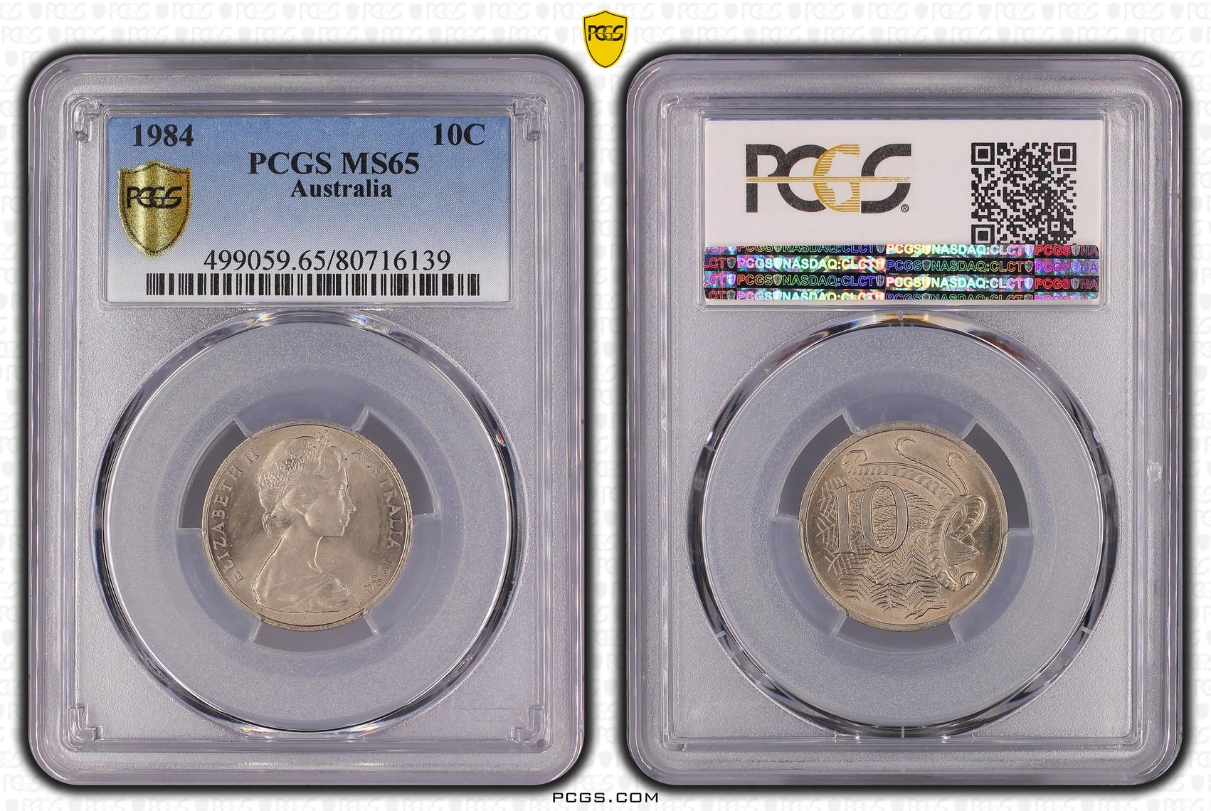 Elizabeth II, Ten Cent , 1984, PCGS MS65