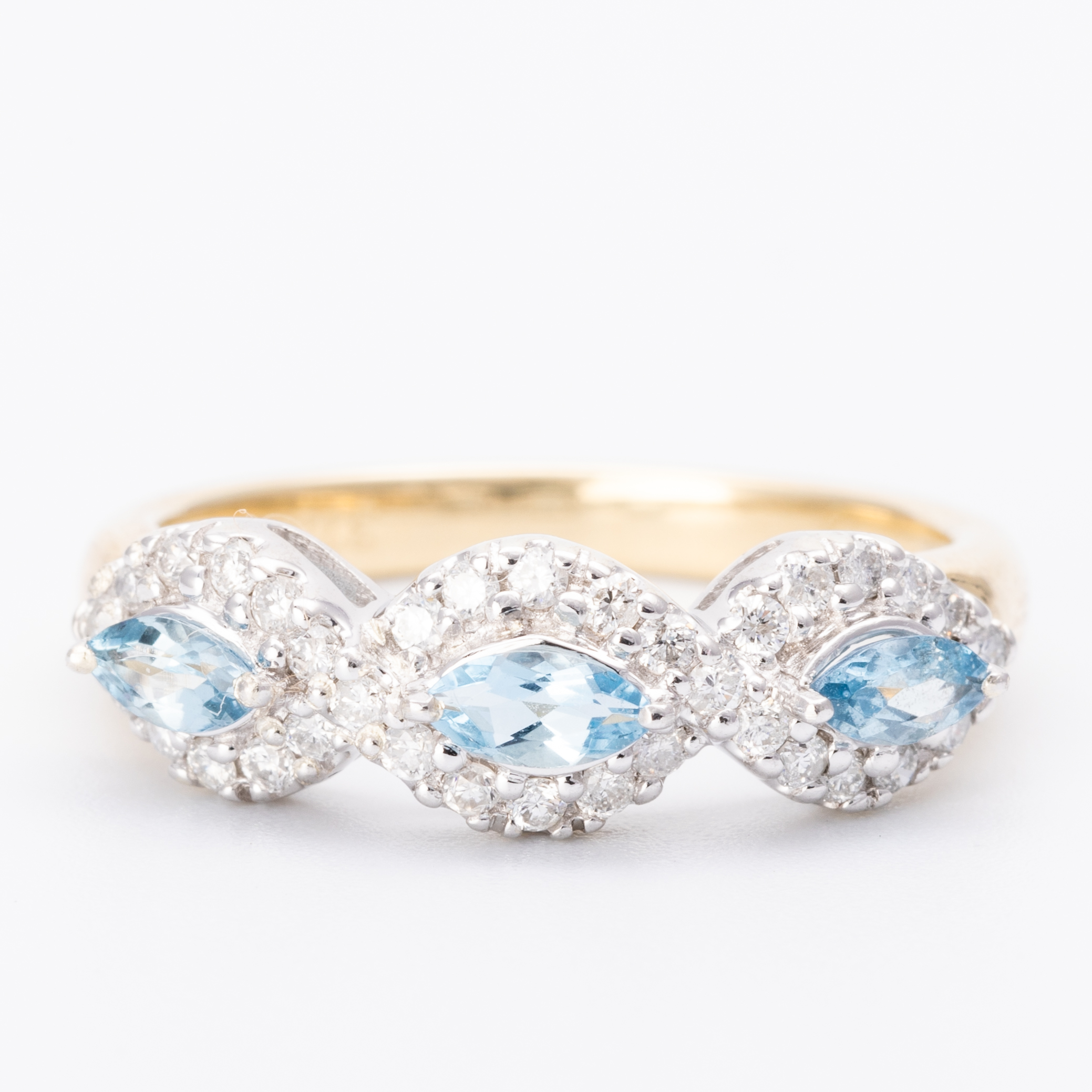 Topaz & Diamond Three Stone Ring 9ct Gold