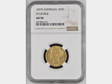 1877 VICTORIA SYDNEY MINT SHIELD GOLD SOVEREIGN AU58