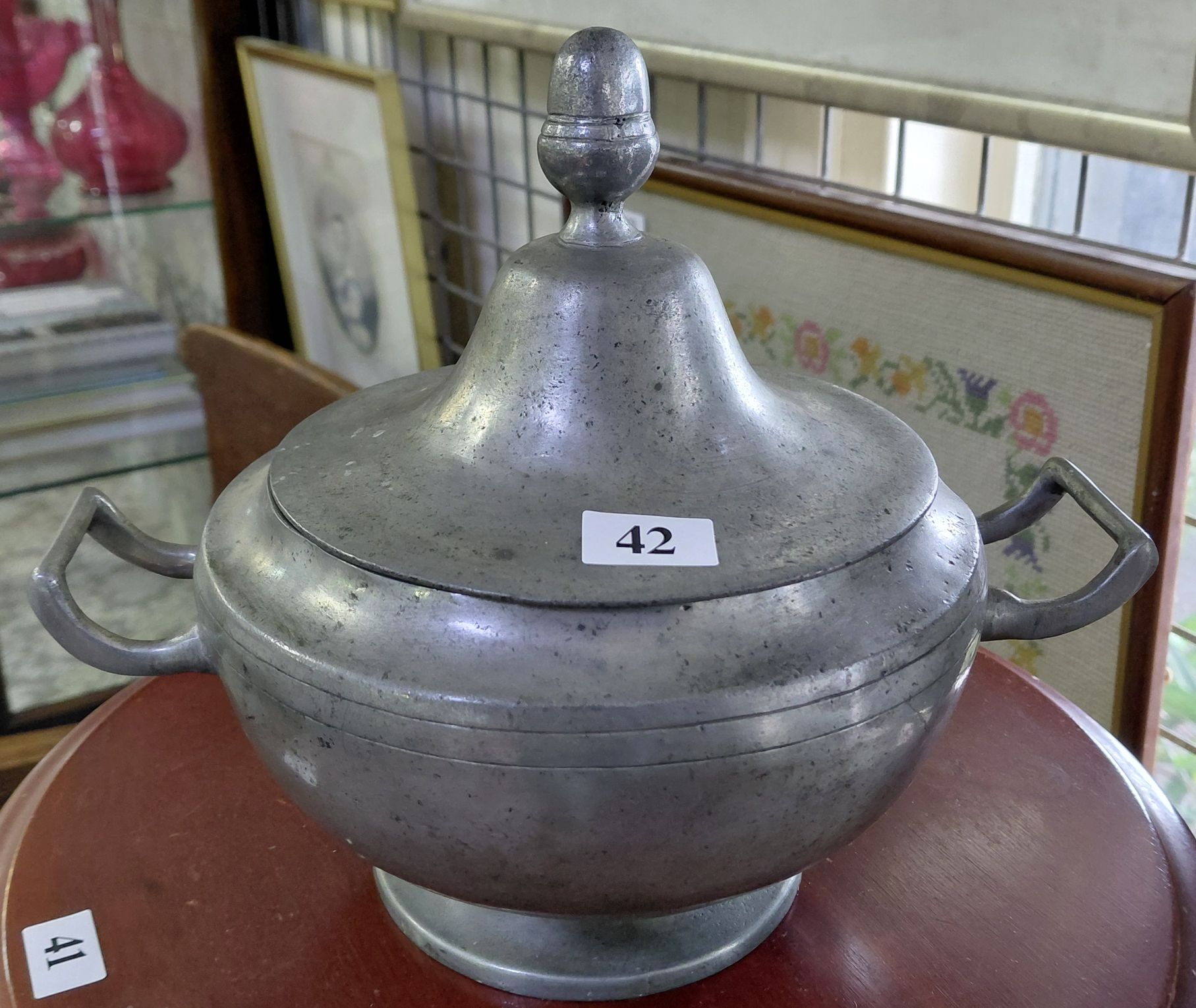 42 · PEWTER LIDDED BOWL