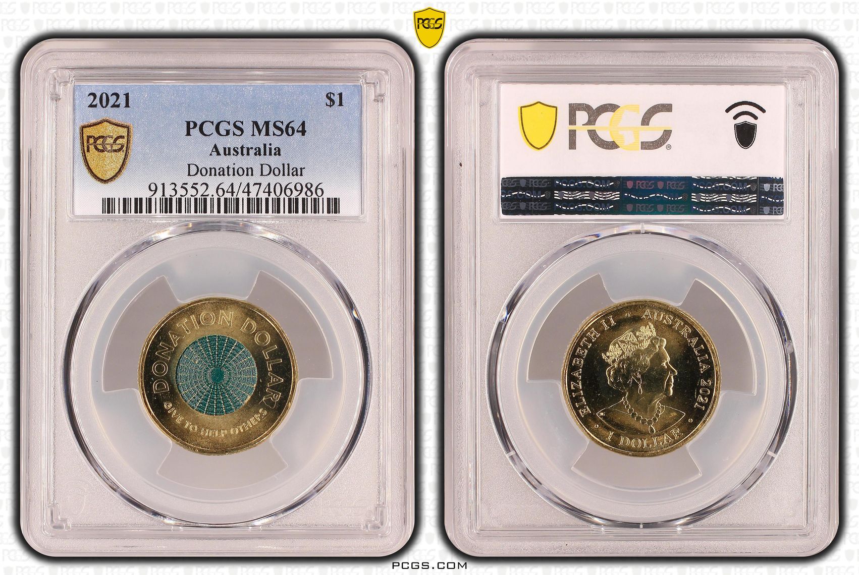 260 · Donation Dollar Colorized , One Dollar, 2021, PCGS MS64
