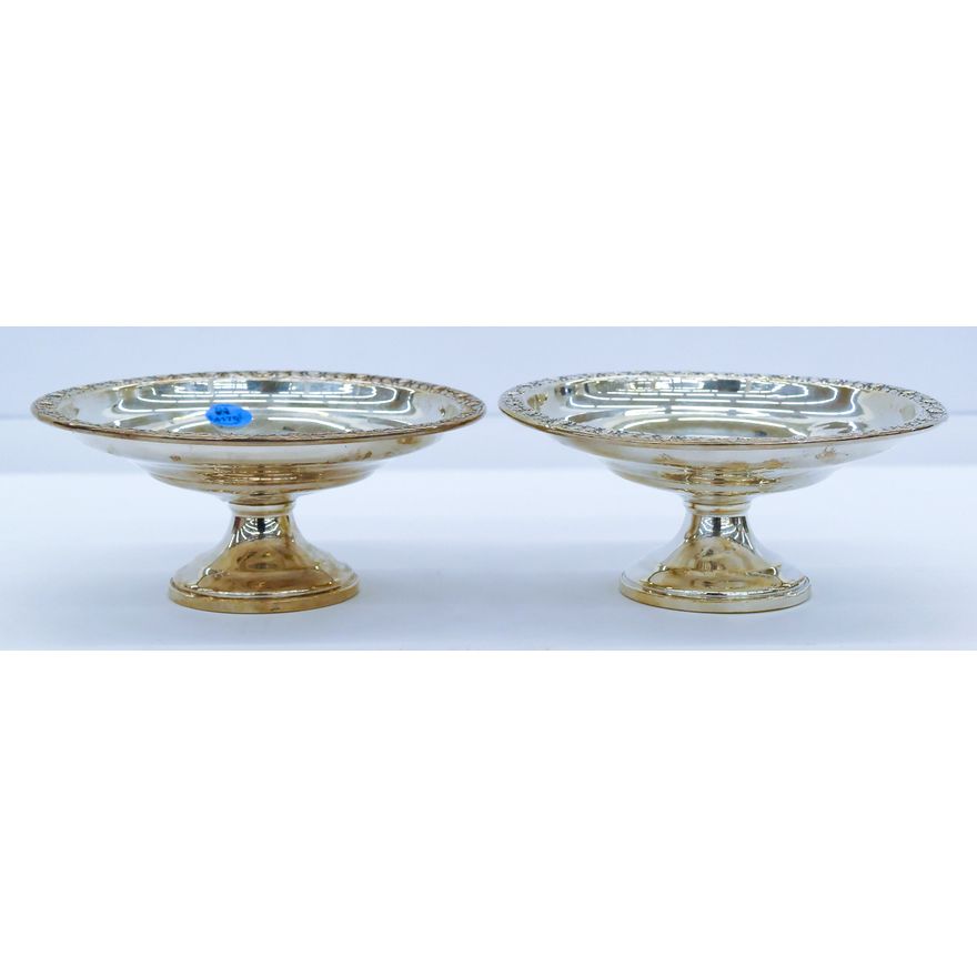 Pair Royal Rose Sterling Weighted Compotes 6.5'' Diameter