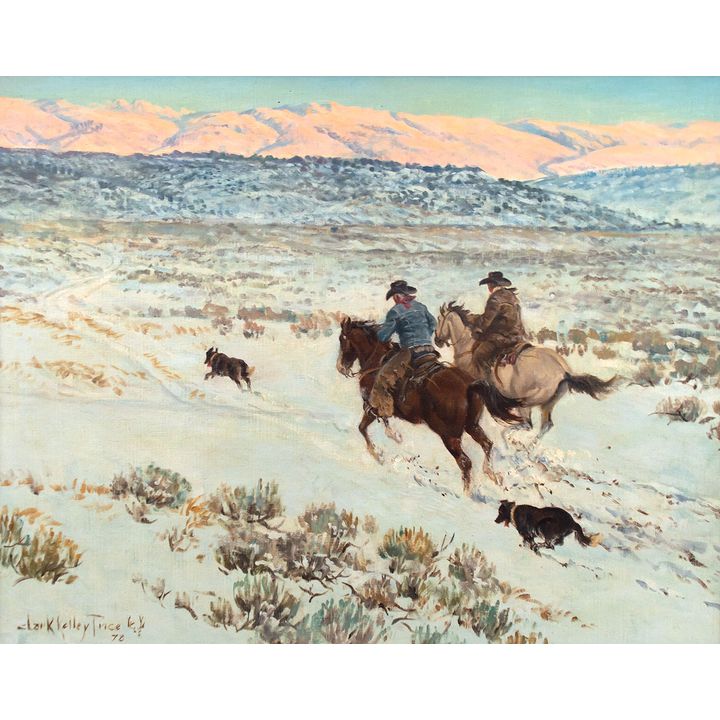 Untitled (Cowboys in Snow) by Clark Kelley Price (1945- )