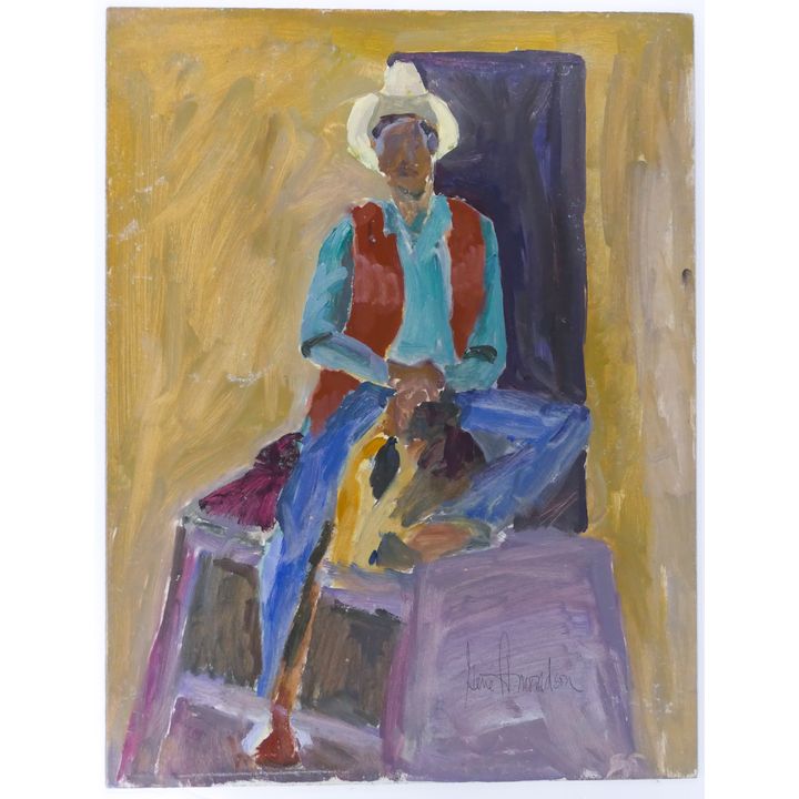 Gene Amondson ''Cowboy'' 1984 Oil on Masonite 20''x16''