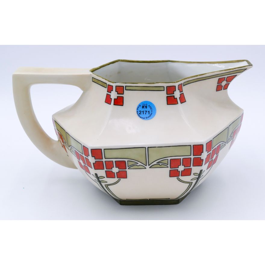 Arts & Crafts Limoges Painted Porcelain Pitcher 6''x10''
