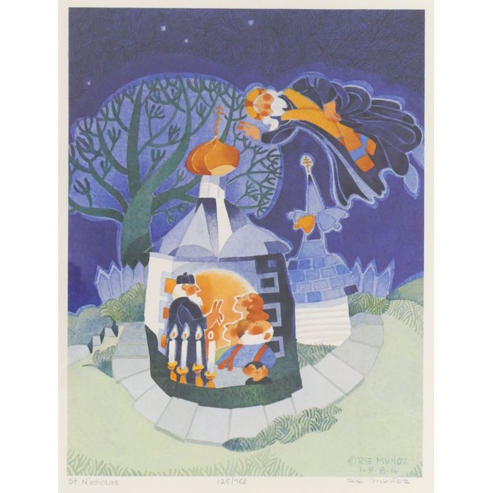 Rie Munoz ''St. Nicholas'' 1984 Signed Print 15'' x 12.25'' Sheet.
