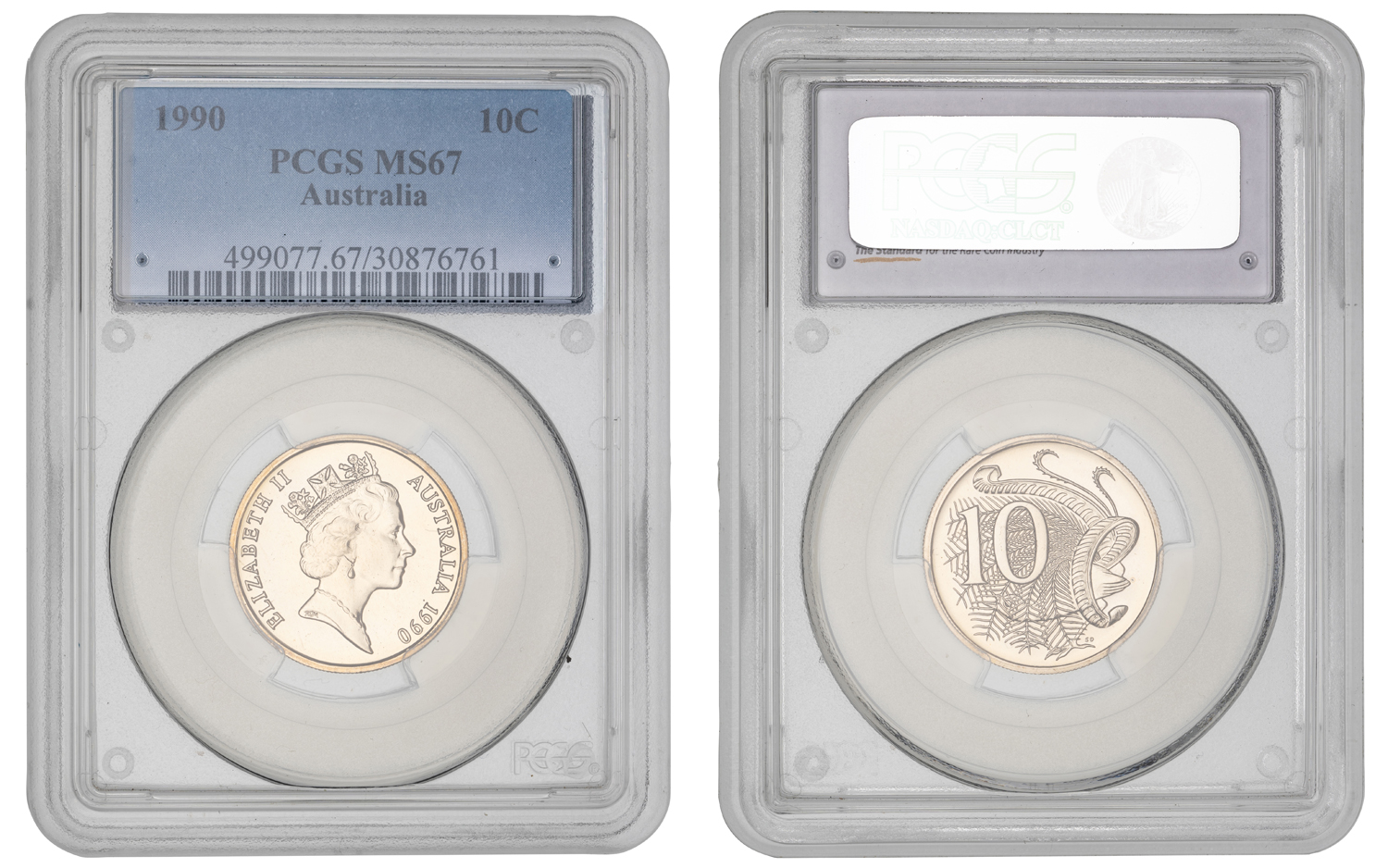 Elizabeth II, Ten Cent, 1990, PCGS MS67