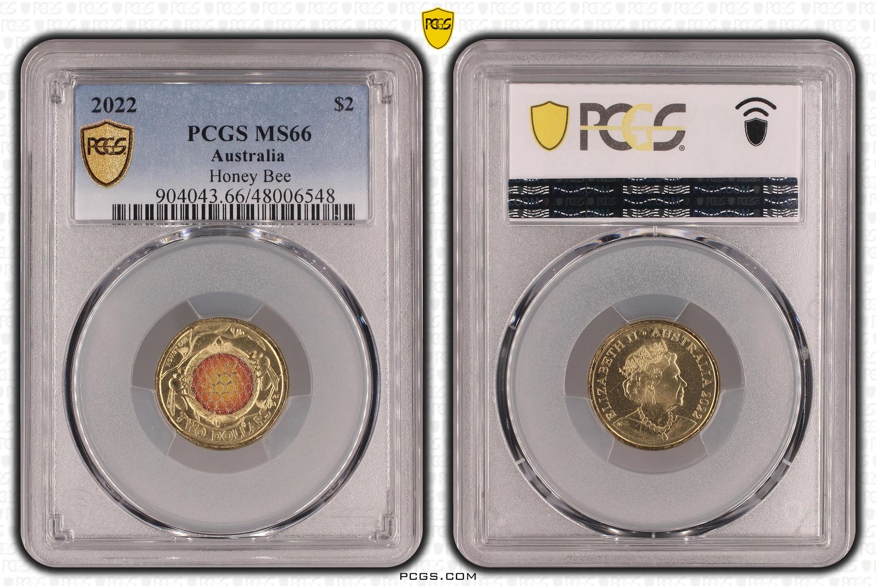 Elizabeth II, Honey Bee Colorized, Two Dollar, 2022, PCGS MS66