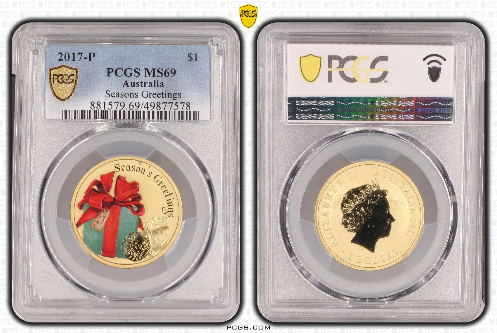 Seasons Greetings POP 1/0, One Dollar, 2017-P, PCGS MS69