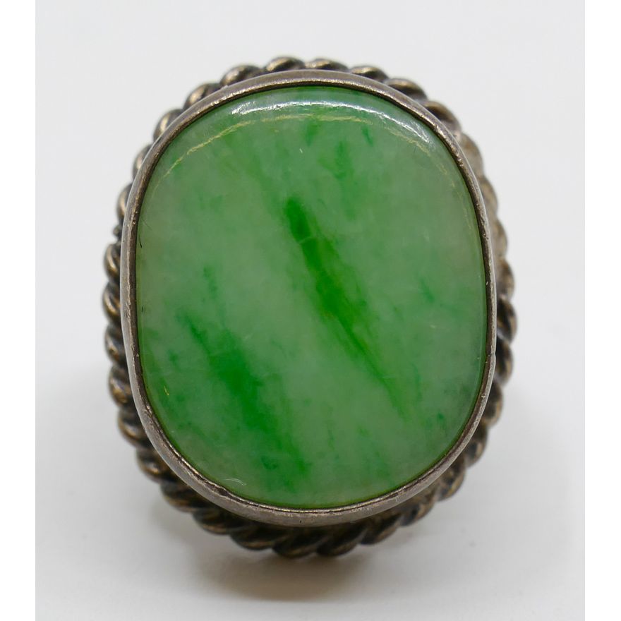 Jadeite Sterling Ring Size 4.5 - 5.9 Grams