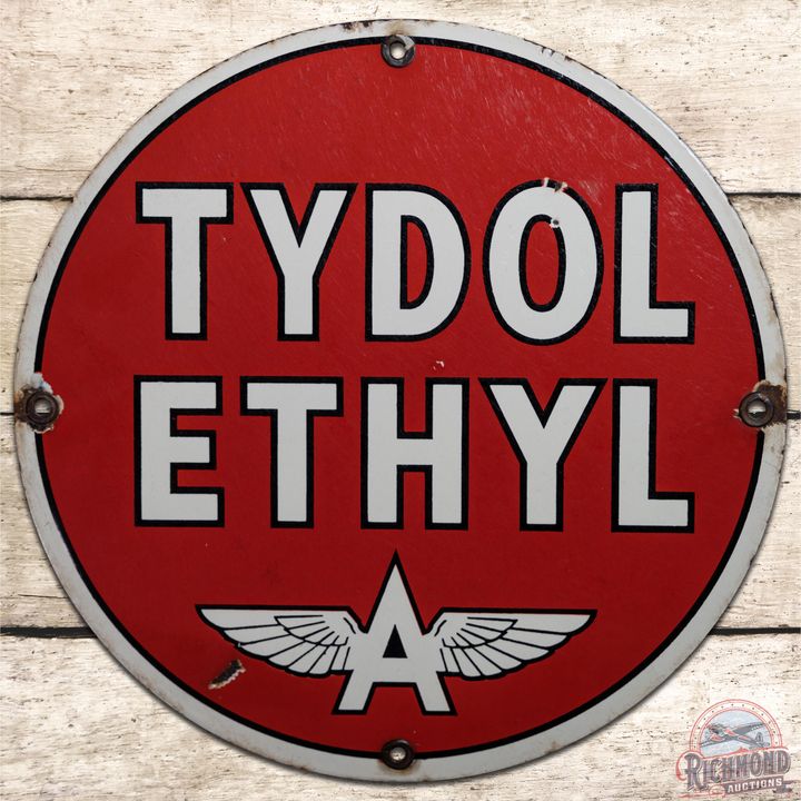 9.75" Tydol Ethyl Flying A SSP Pump Plate Sign - 7.9