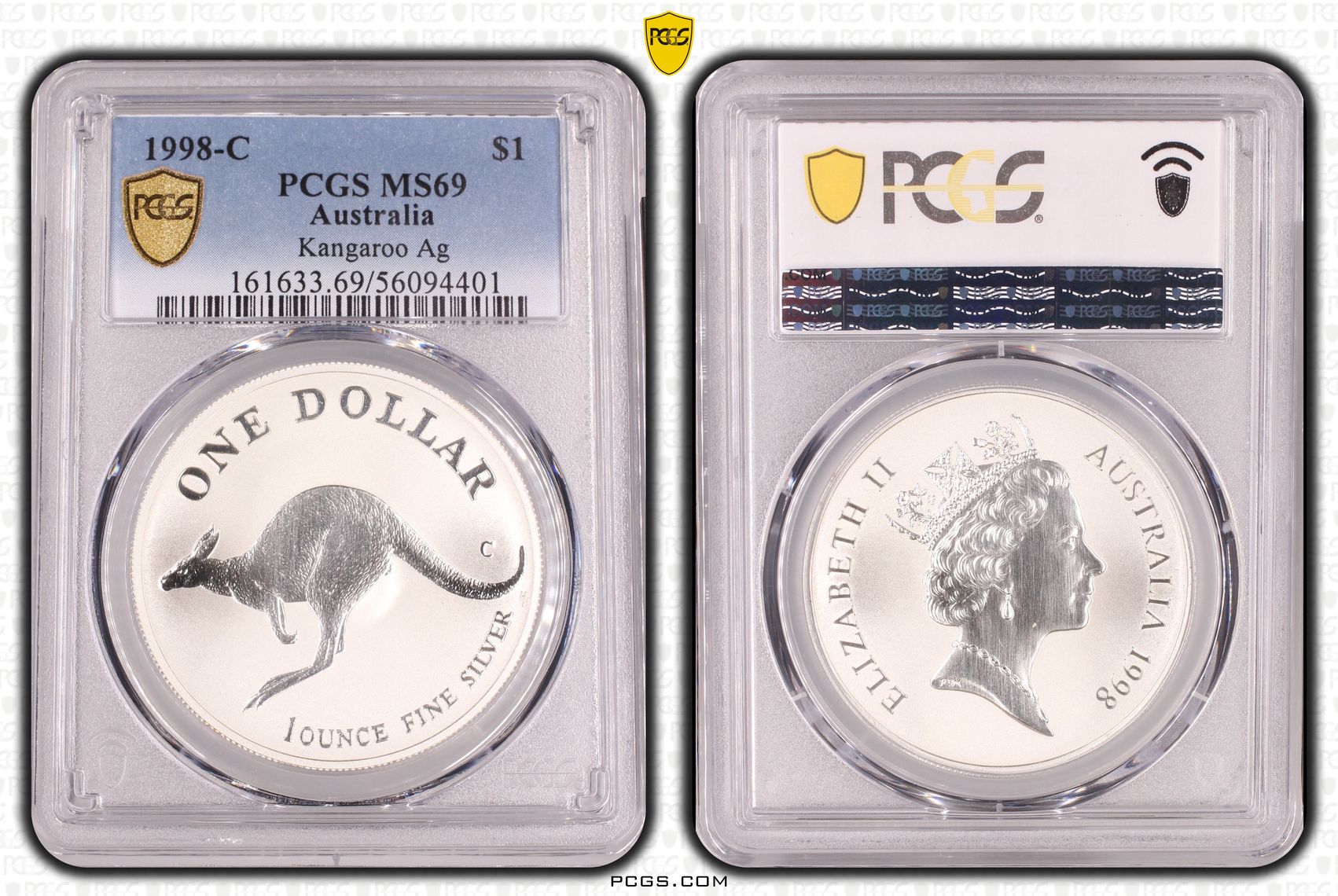 Kangaroo Ag, One Dollar, 1998-C, PCGS MS69